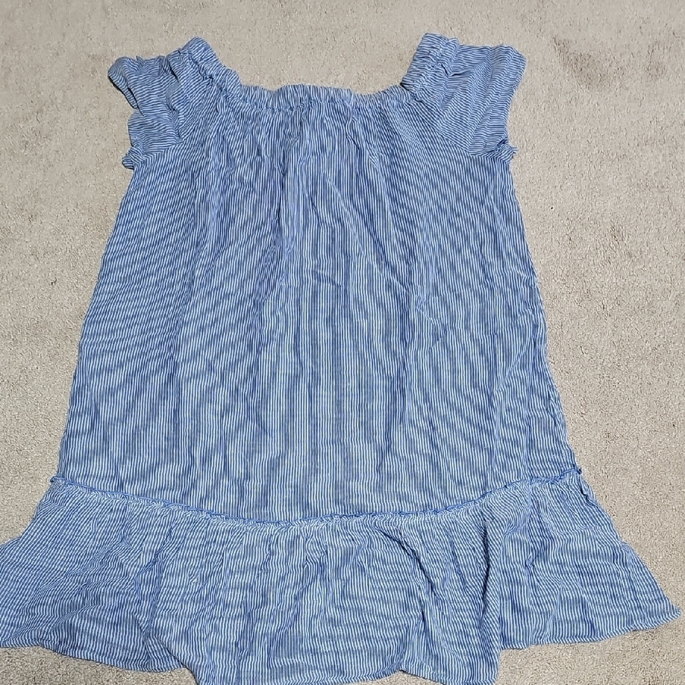 Beach Lunch Lounge Daphine Off Shoulder Shift Dress Chambray/white